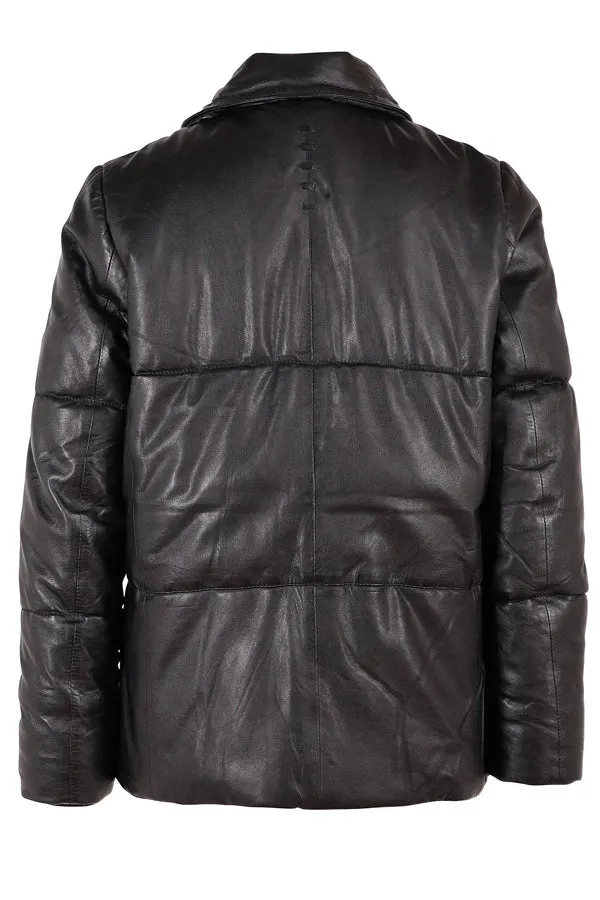 Mauritius - Evia CF Lambskin Leather Puffer Jacket - Black