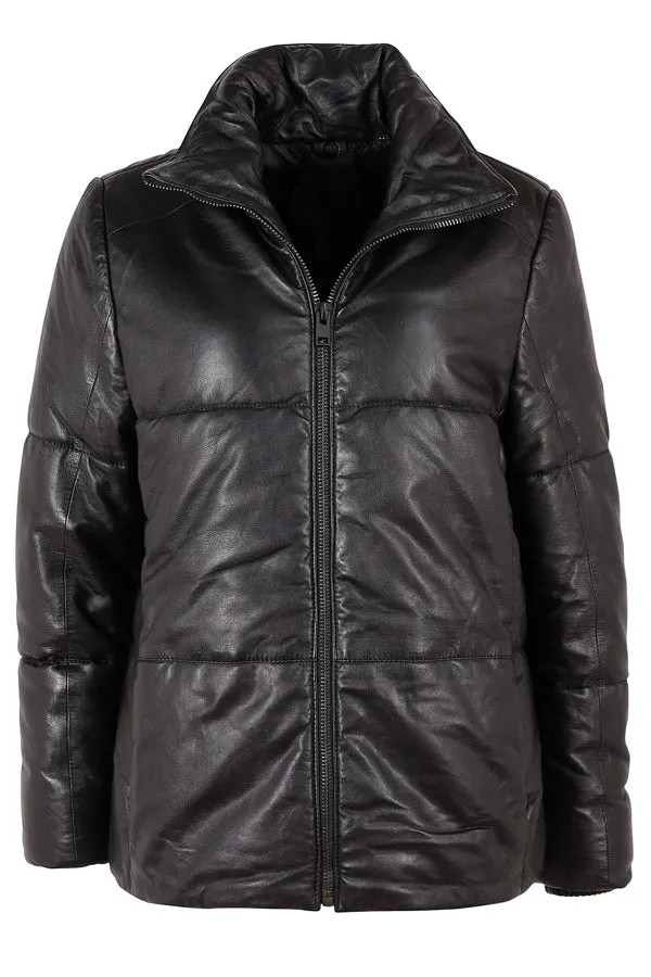 Mauritius - Evia CF Lambskin Leather Puffer Jacket - Black