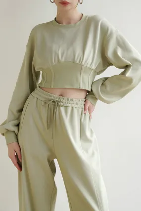 Meadow Mist Green Cropped Pullover and Jogger Pants Set