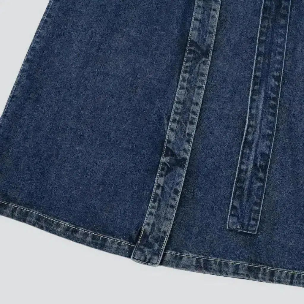 Medium-wash jean coat for ladies