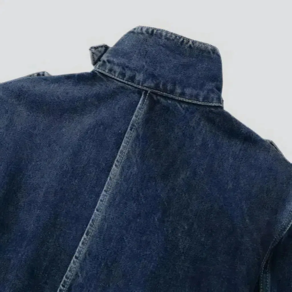 Medium-wash jean coat for ladies