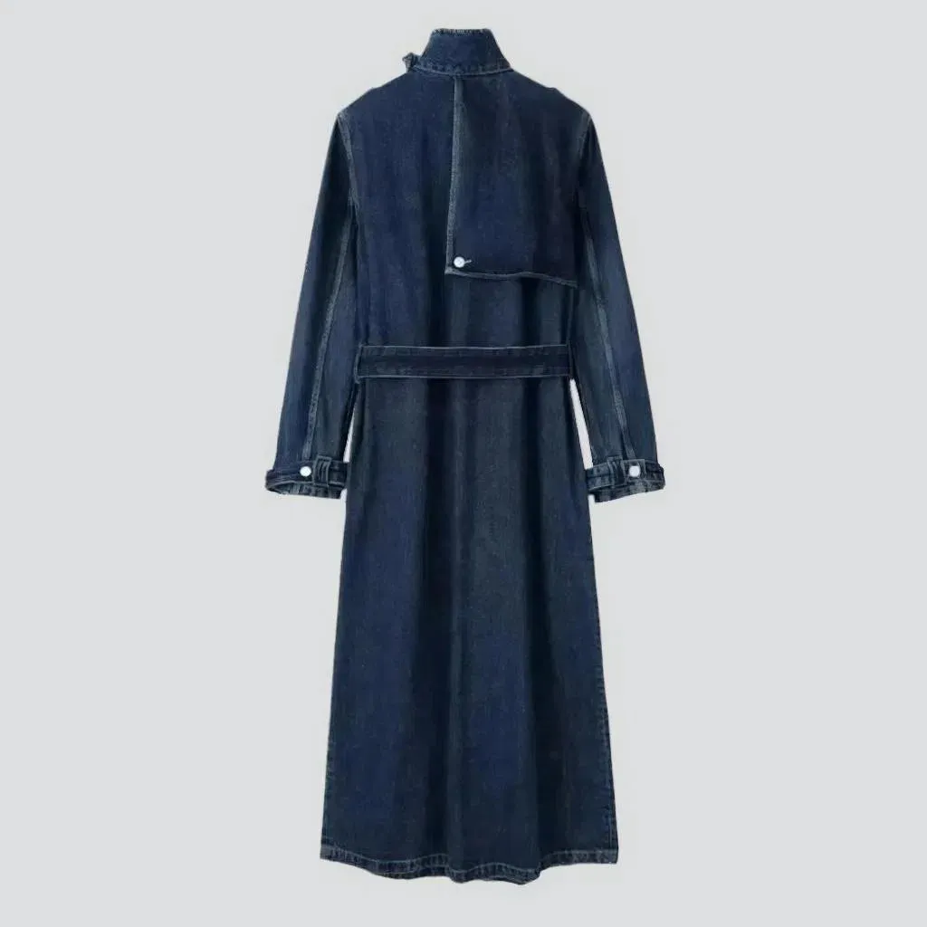 Medium-wash jean coat for ladies