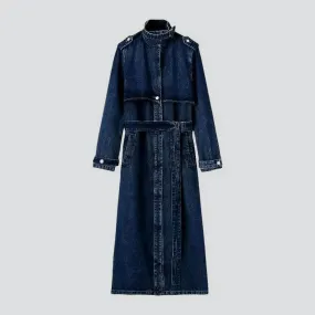 Medium-wash jean coat for ladies