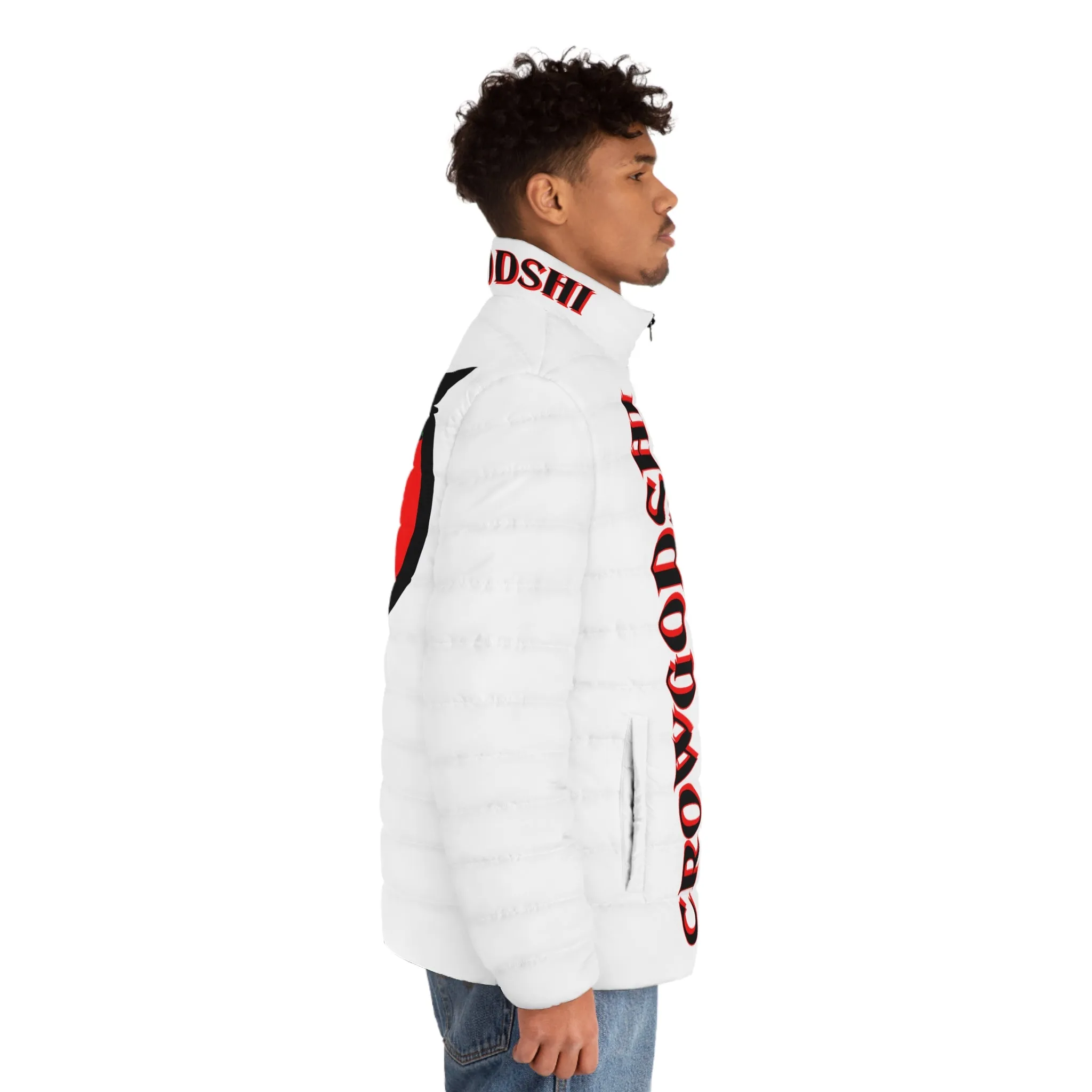 Men's 3rd GEN Puffer Jacket, WHITE W/ RED LOGO