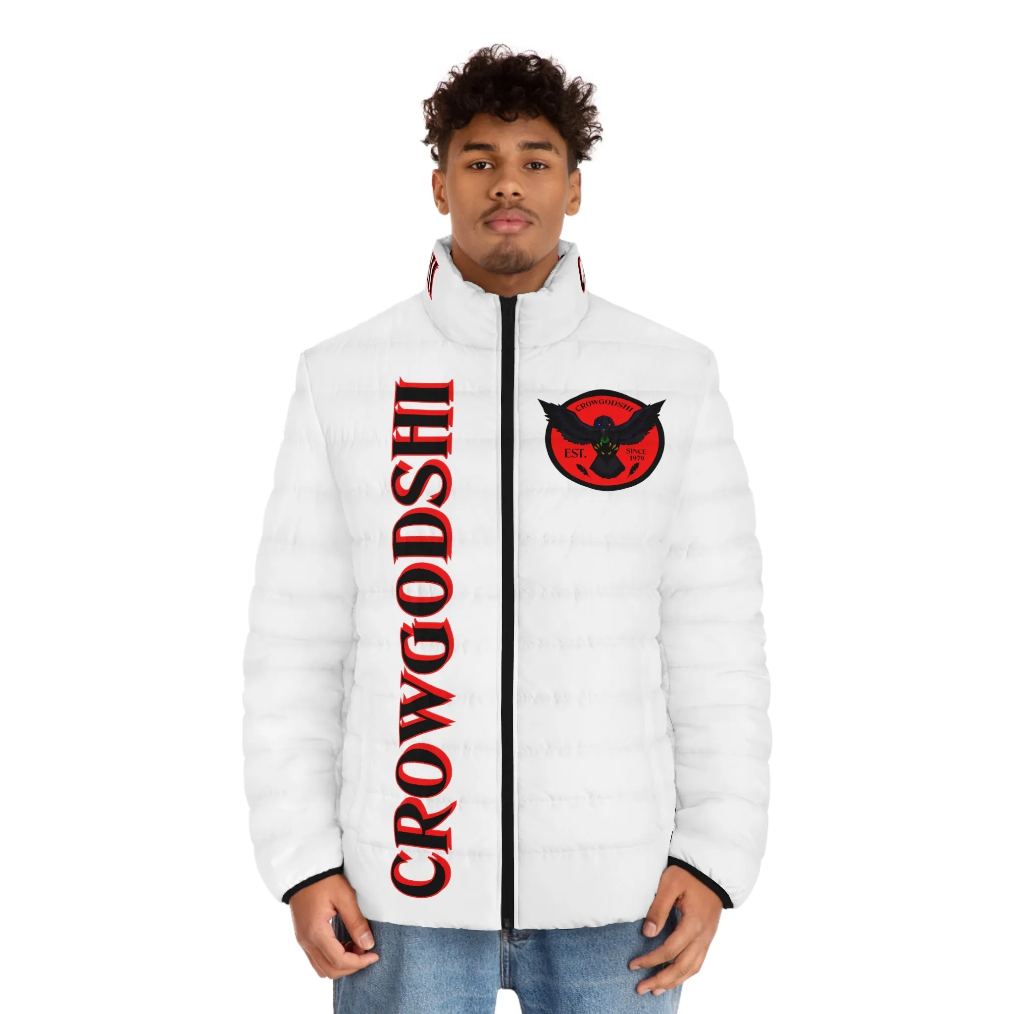 Men's 3rd GEN Puffer Jacket, WHITE W/ RED LOGO