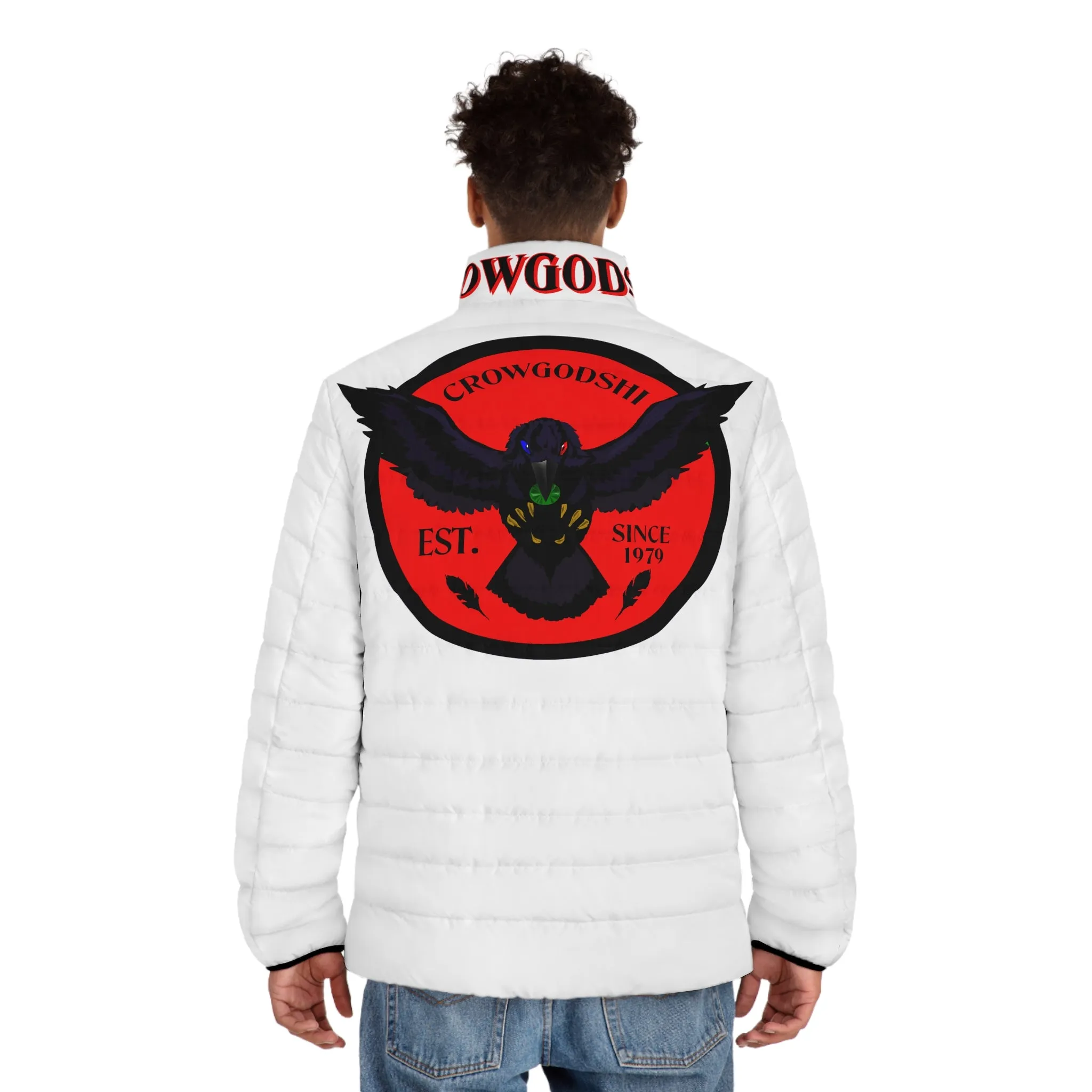 Men's 3rd GEN Puffer Jacket, WHITE W/ RED LOGO