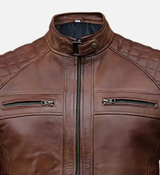 Men's Hudson Brown Moto Biker Leather Jacket