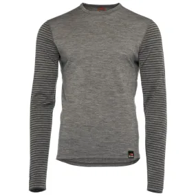 Mens Merino 180 Long Sleeve Crew (Stripe Charcoal/Smoke)