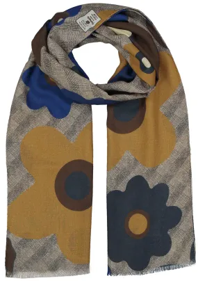 NARCISO - grey macro floral logo wool hand made scarf