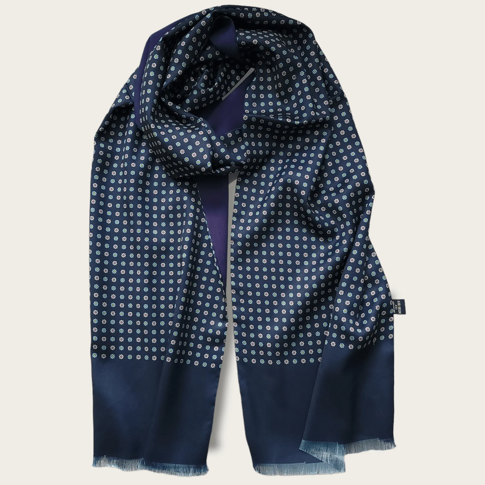 Navy Blue Floral Luxury Scarf