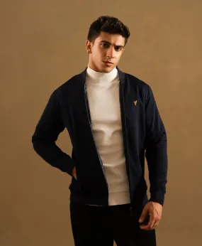 Navy Textured Jacket