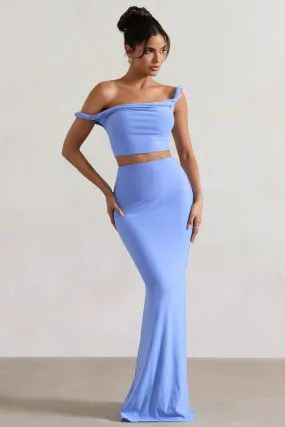 Neve | Blue Gathered Maxi Skirt