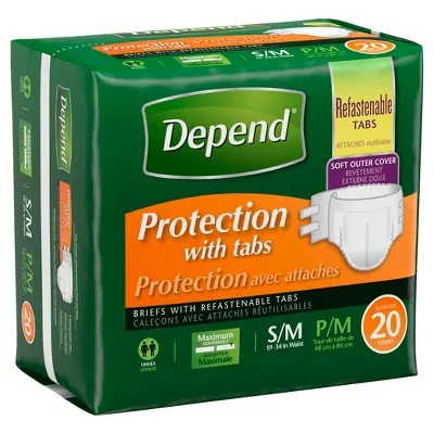 New - Depend Unisex Incontinence Protection with Tabs Underwear - Maximum Absorbency - S/M - 60ct