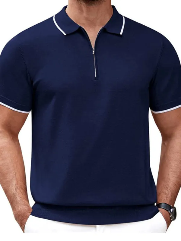 New style zipper sweater casual business polo shirt