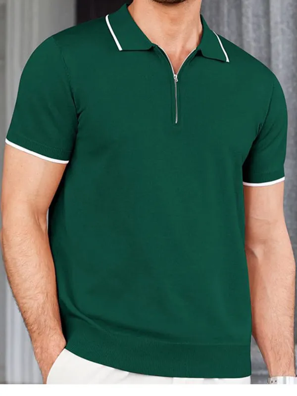 New style zipper sweater casual business polo shirt