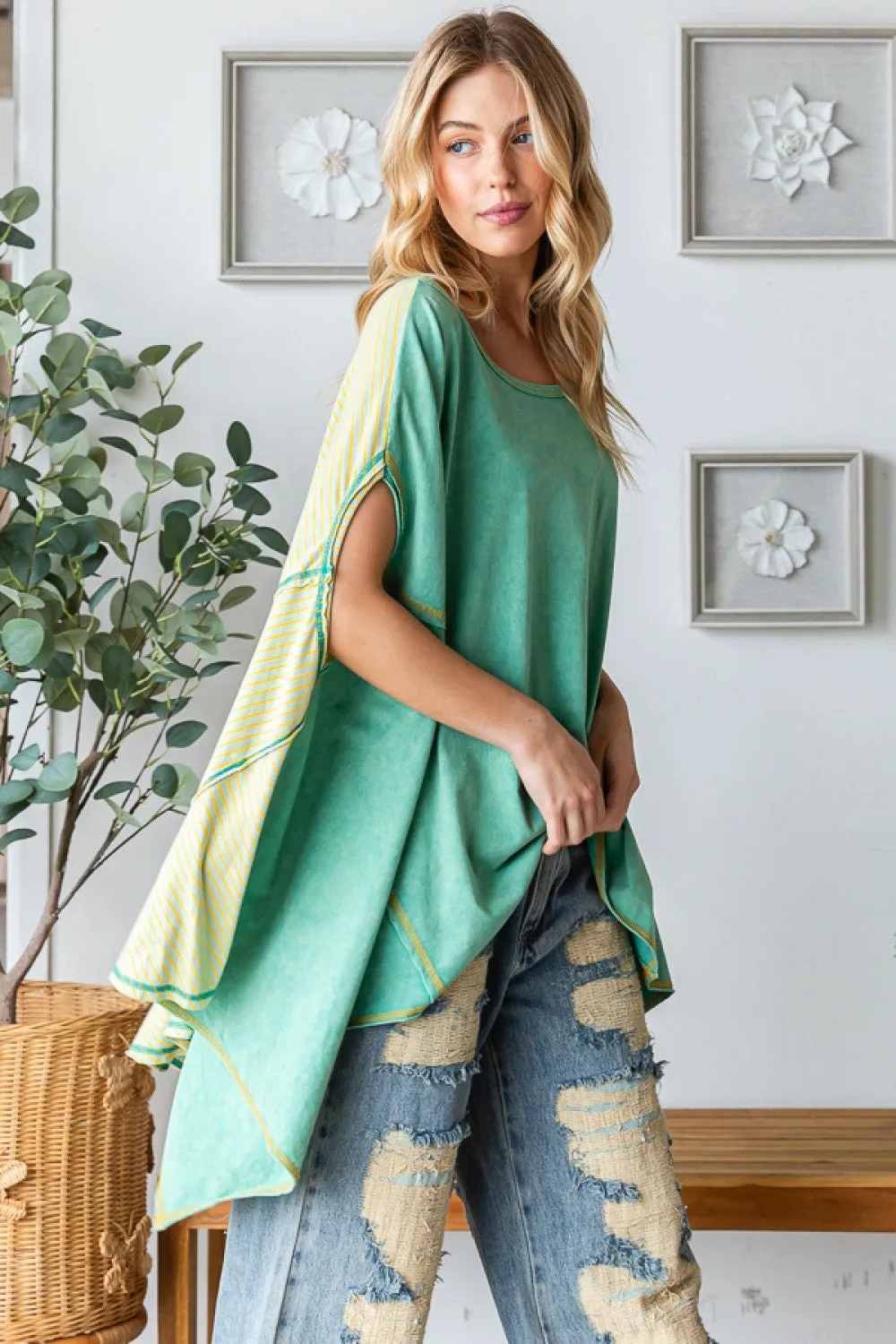 Oli & Hali Asymmetrical Hemline Top in Light Green