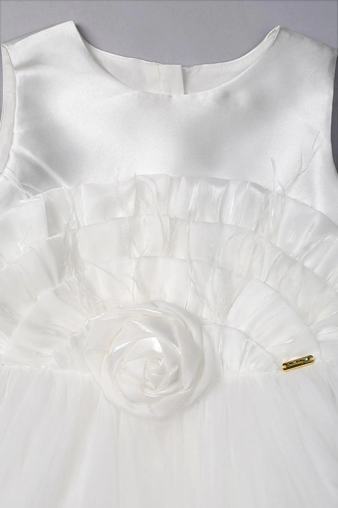 One Friday Girls White Rose Party Dress