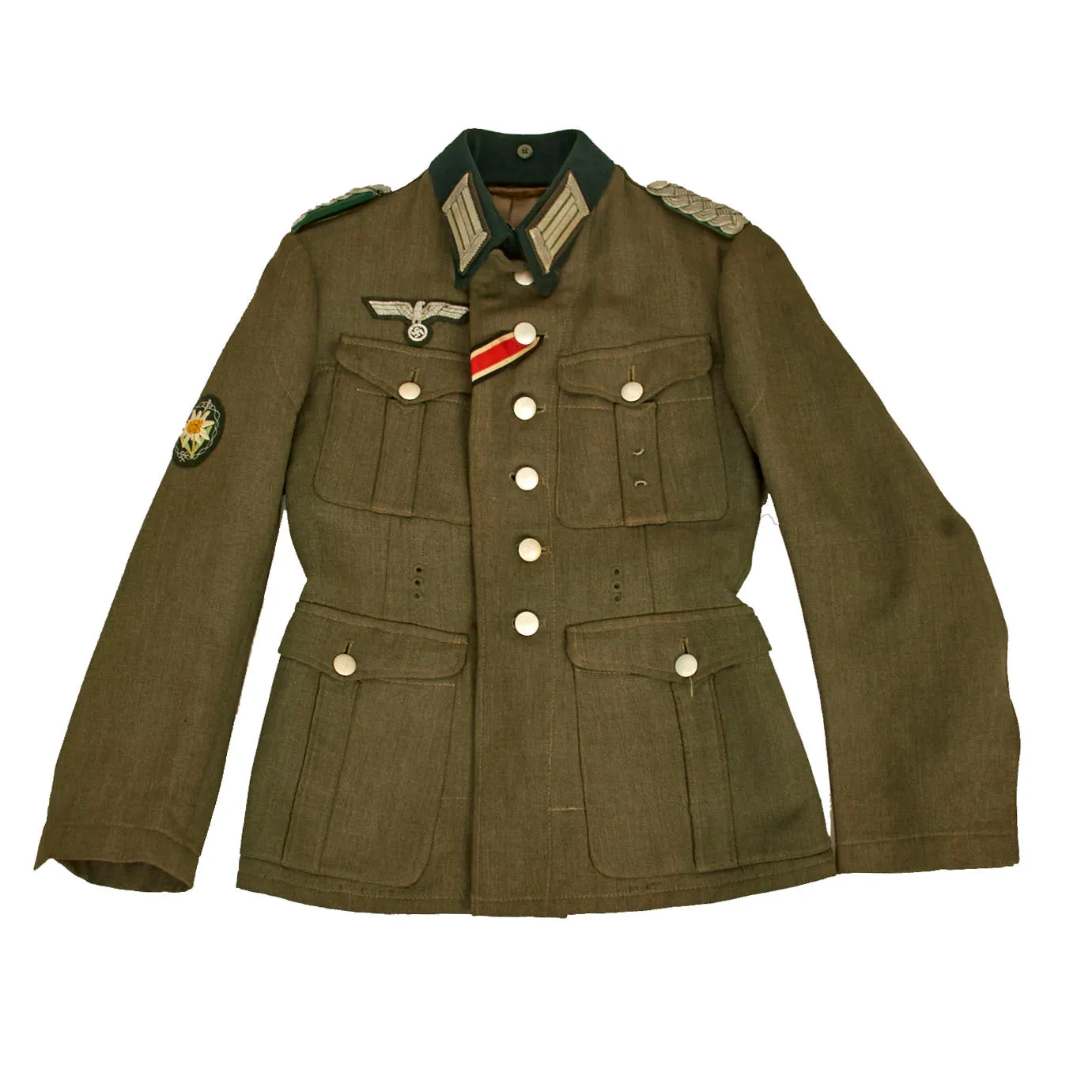 Original German WWII Heer Army Mountain Troops Lieutenant M-36 Tailor Made Tunic - Gebirgsjäger