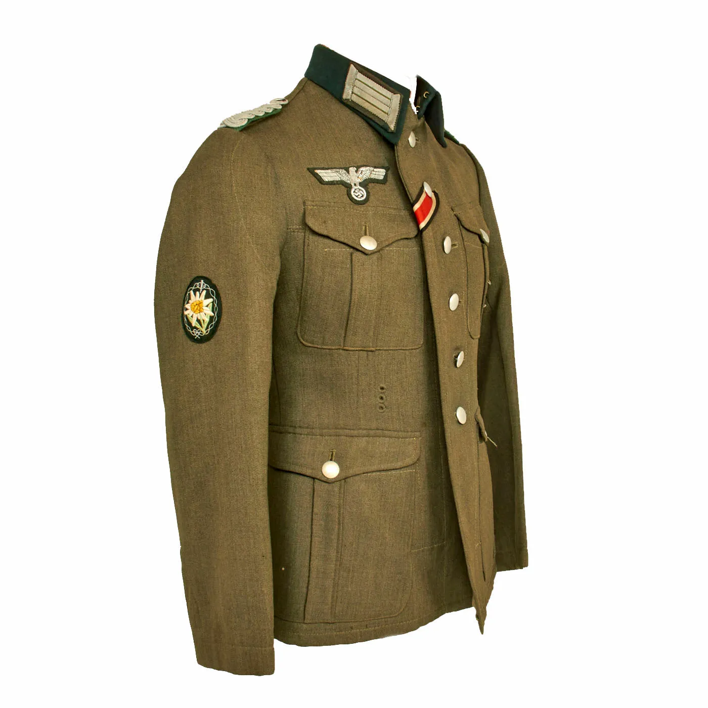 Original German WWII Heer Army Mountain Troops Lieutenant M-36 Tailor Made Tunic - Gebirgsjäger