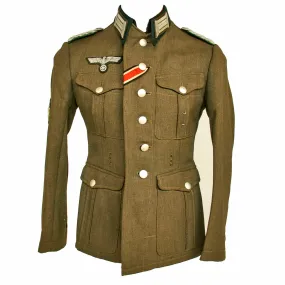 Original German WWII Heer Army Mountain Troops Lieutenant M-36 Tailor Made Tunic - Gebirgsjäger