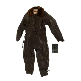 Original U.S. WWII Navy CFN-24 Colvinex Leather Heavy Flight Suit With Rheostat Type Q-1B Heated Clothing 24v “Hookup” - SIZE 44