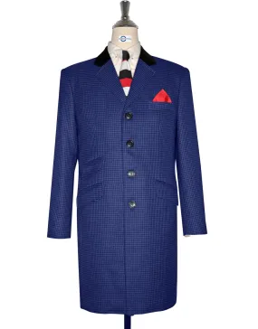 Over Coat Men's | 60s Mod Winter Blue Houndstooth Coat