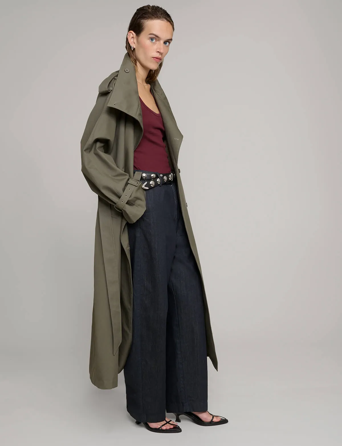 Oversized Olive Trench Coat