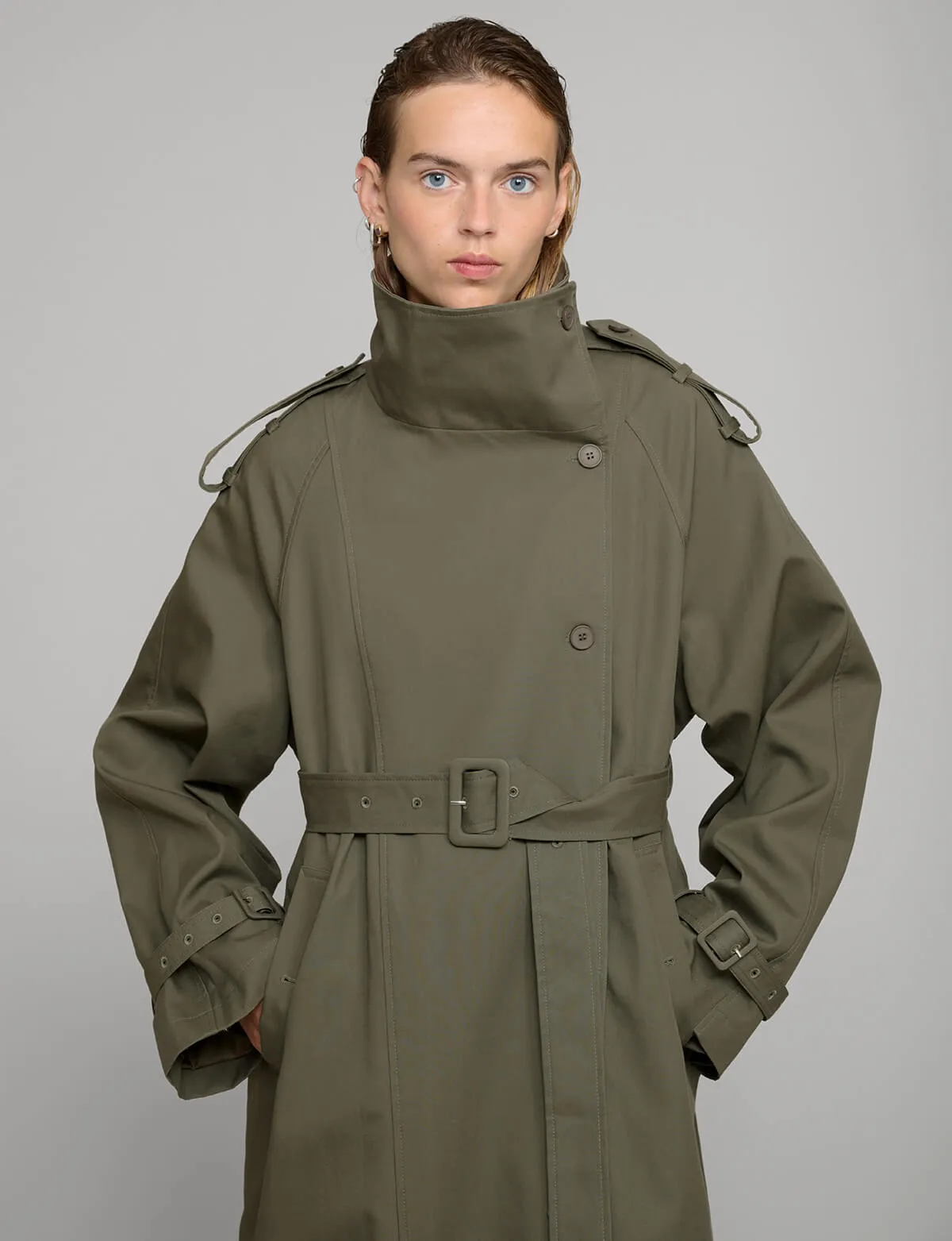 Oversized Olive Trench Coat