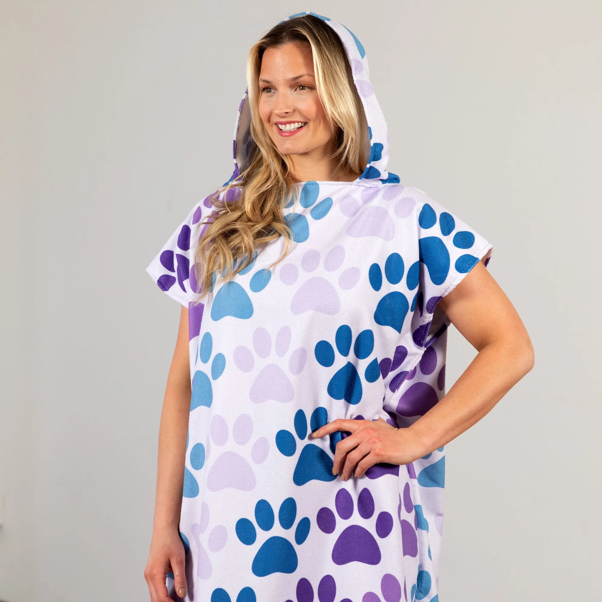 Paw Print Beach Towel Poncho