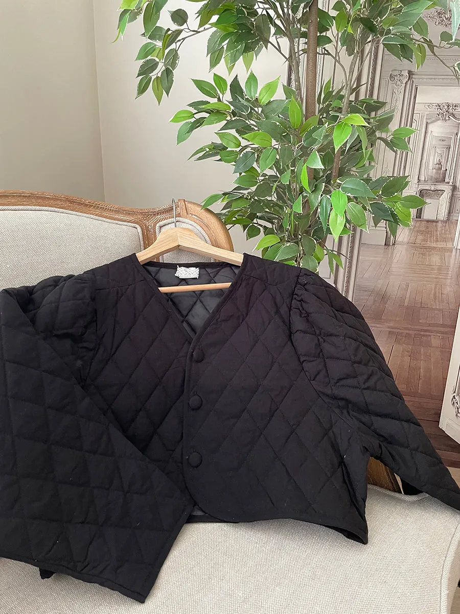 Petit Quilting Adult Crop Jacket _Black