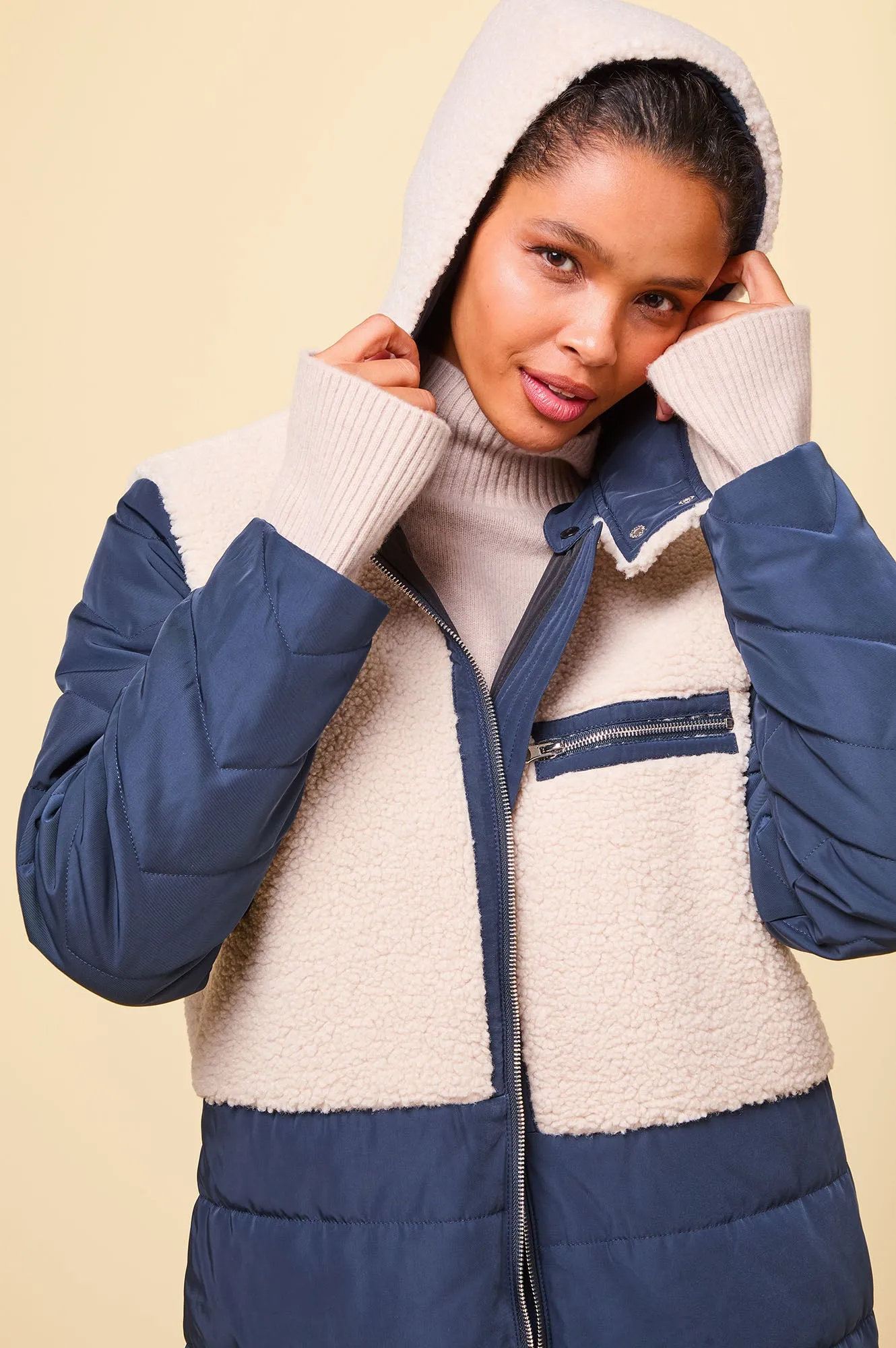 Petra Coat | Navy/Taupe