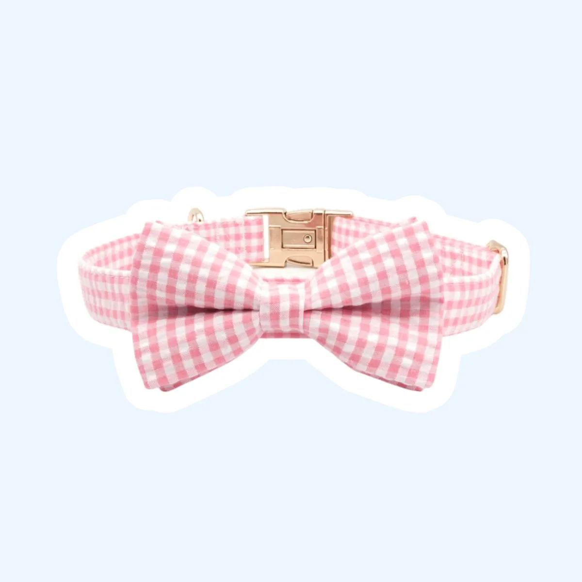 Pink Gingham Bowtie Collar & Leash Set