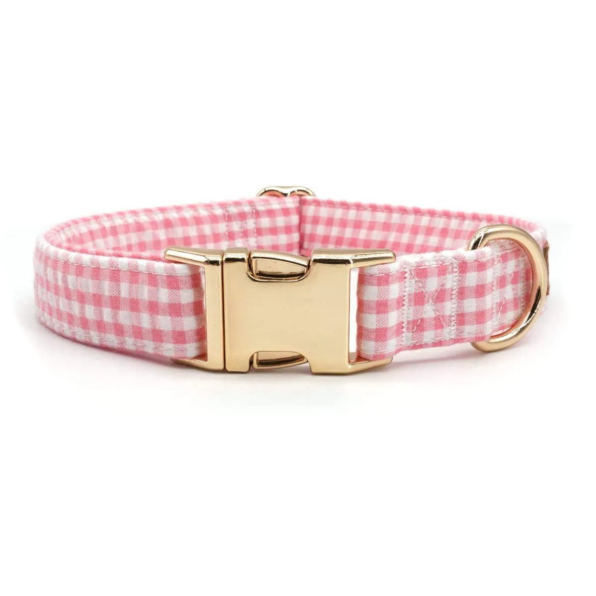 Pink Gingham Bowtie Collar & Leash Set