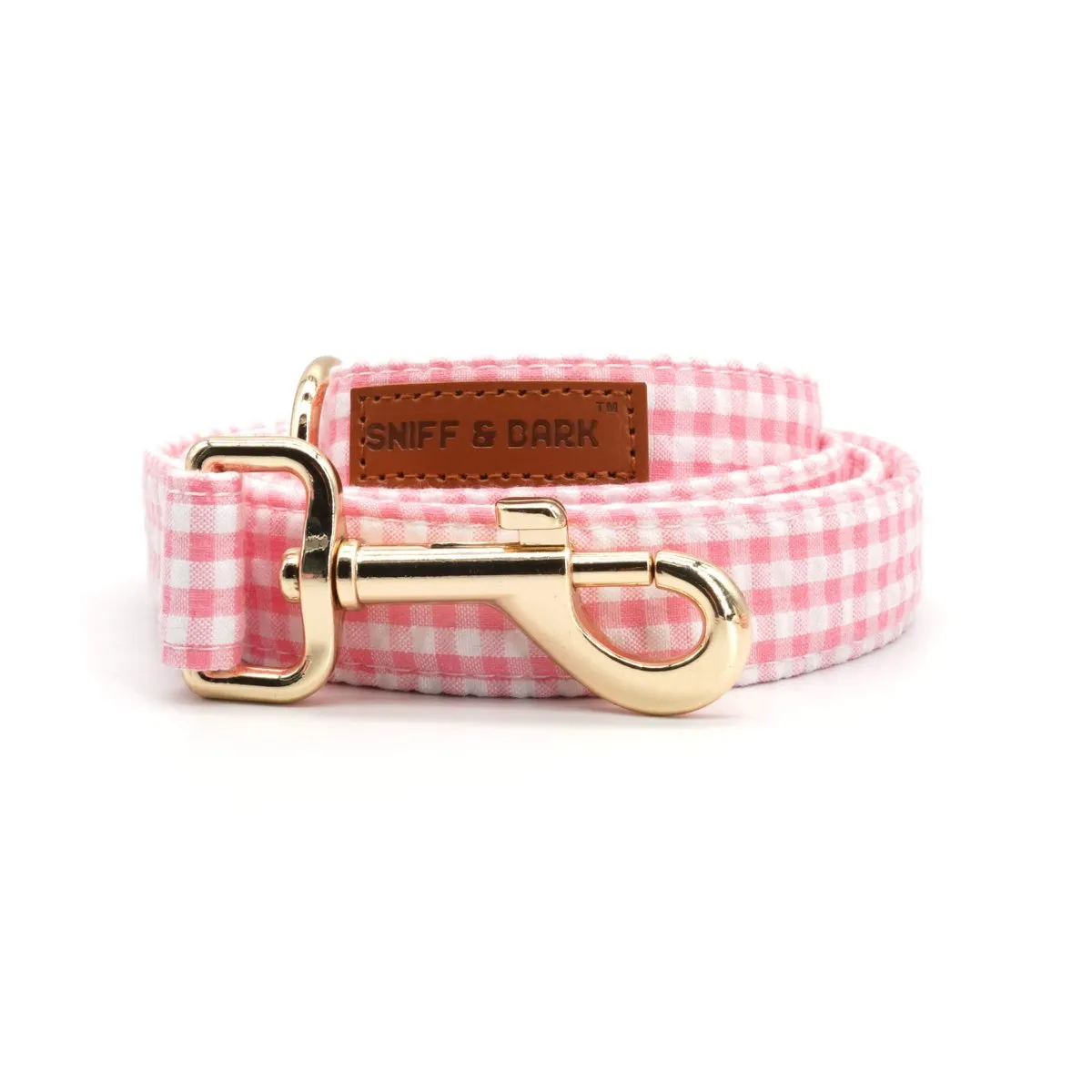 Pink Gingham Bowtie Collar & Leash Set