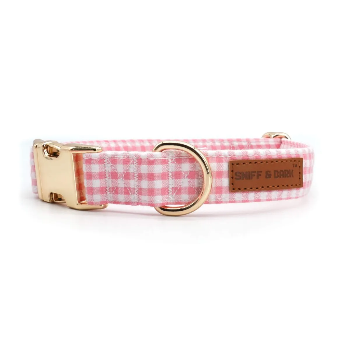 Pink Gingham Bowtie Collar & Leash Set