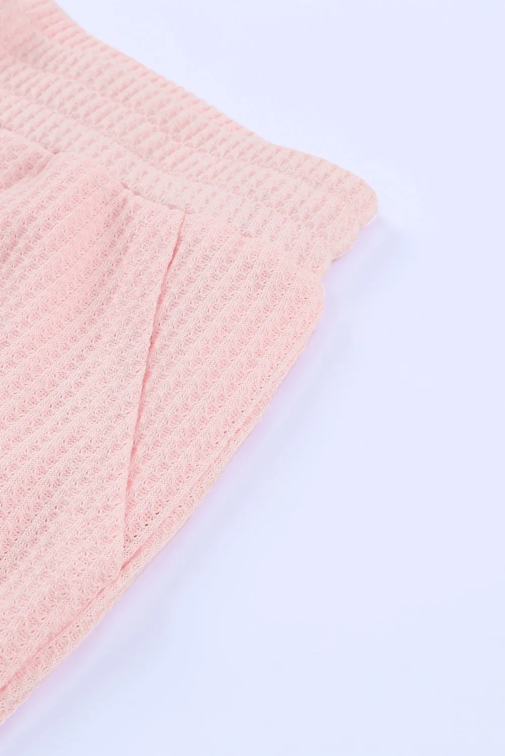 Pink Thermal Waffle Knit Long Sleeve Loungewear Set