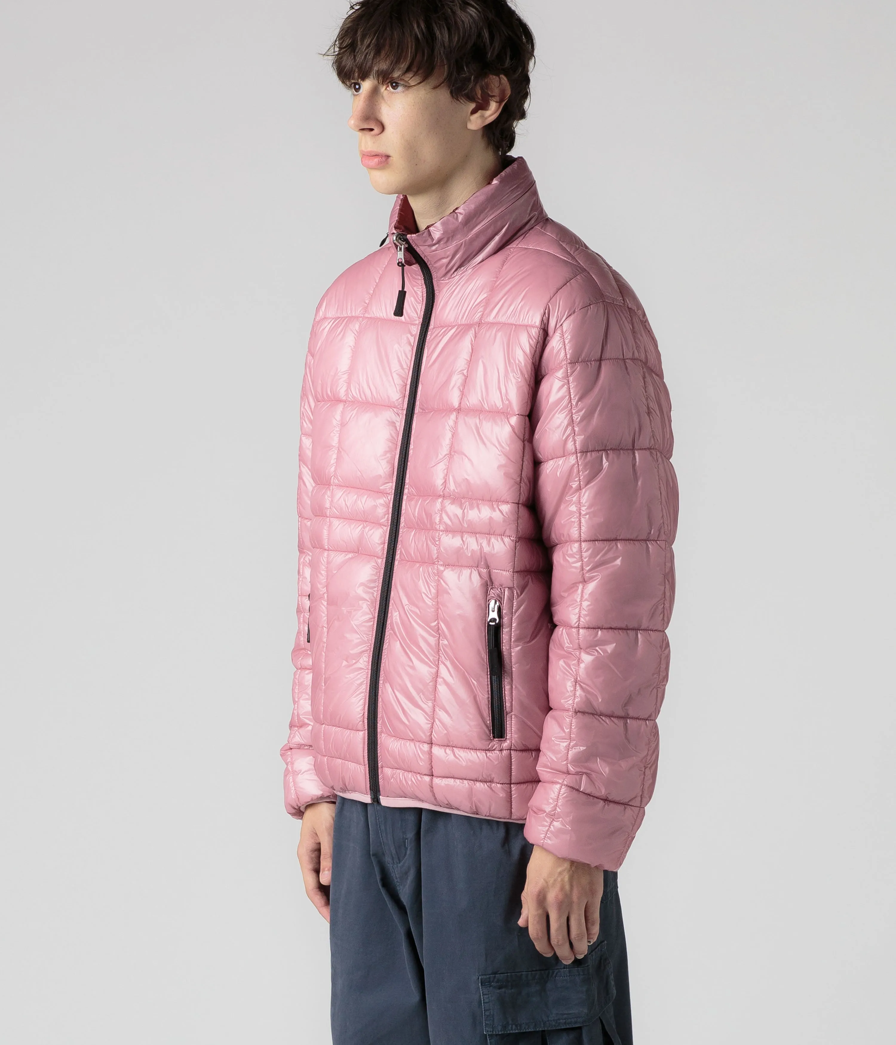 Pop Trading Company Quilted Reversible Puffer Jacket - Mesa Rose / Fired Brick