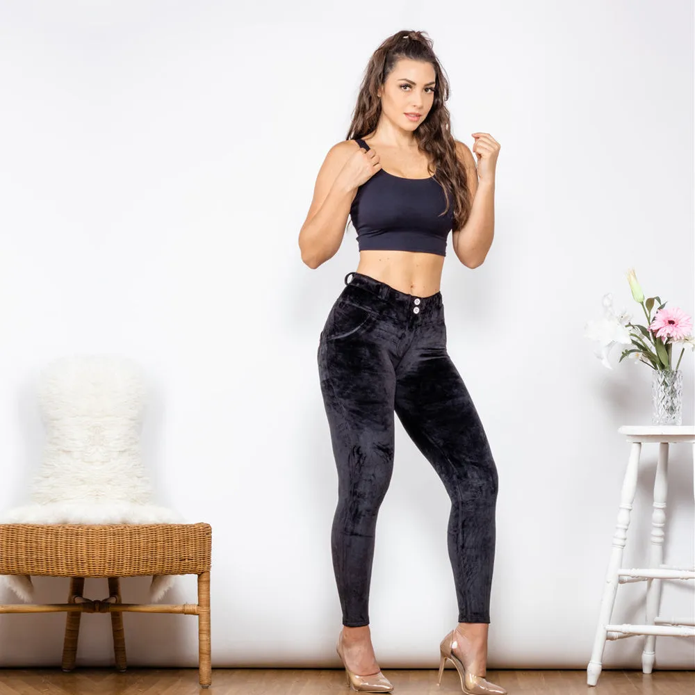 Push-Up Velvet Track Pants