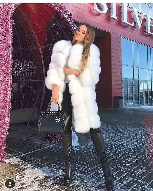 Real Fox Fur Coat Long Coats