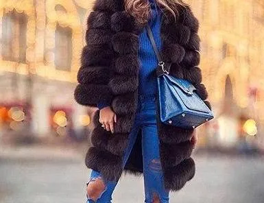 Real Fox Fur Coat Long Coats