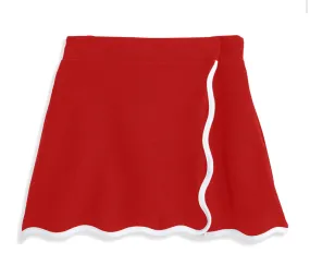 Red & White Scalloped Skort