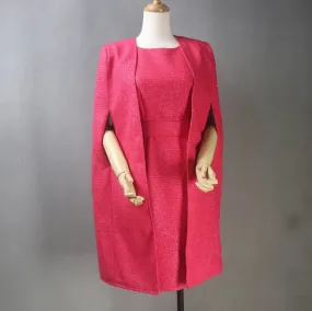 Red Sheath Dress    Long Coat For Ladies With Tweed material  for wedding wear, Graduation day.