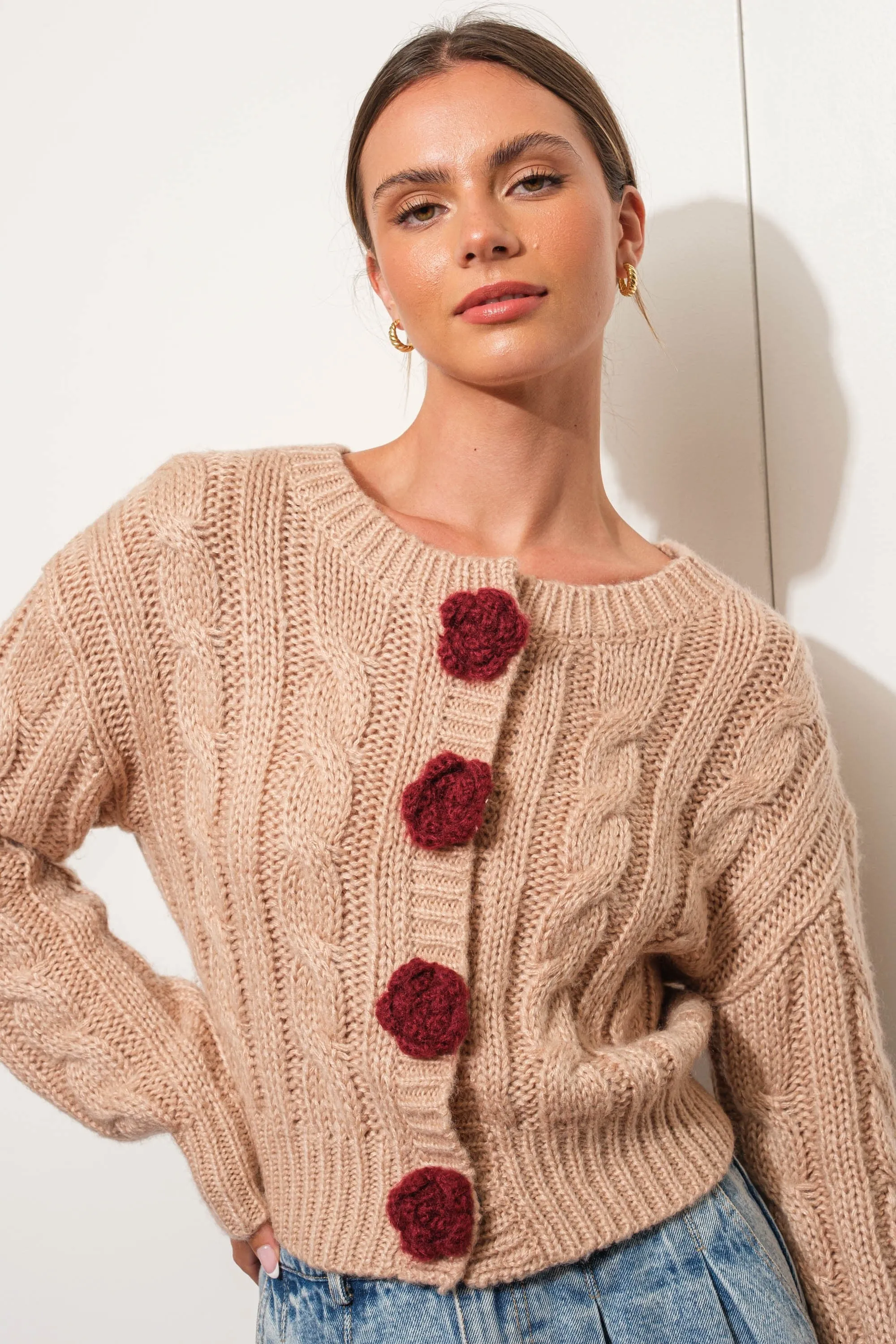 Rose Button Cardigan