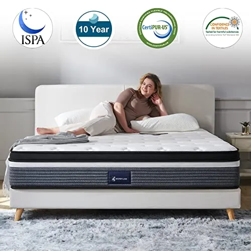 S SECRETLAND Queen Mattress, 12 Inch Cooling-Gel Memory Foam and Individually Pocket Innerspring Hybrid Mattress, Queen Bed Mattress in a Box, CertiPUR-US Certified,60”*80”, Medium Feel