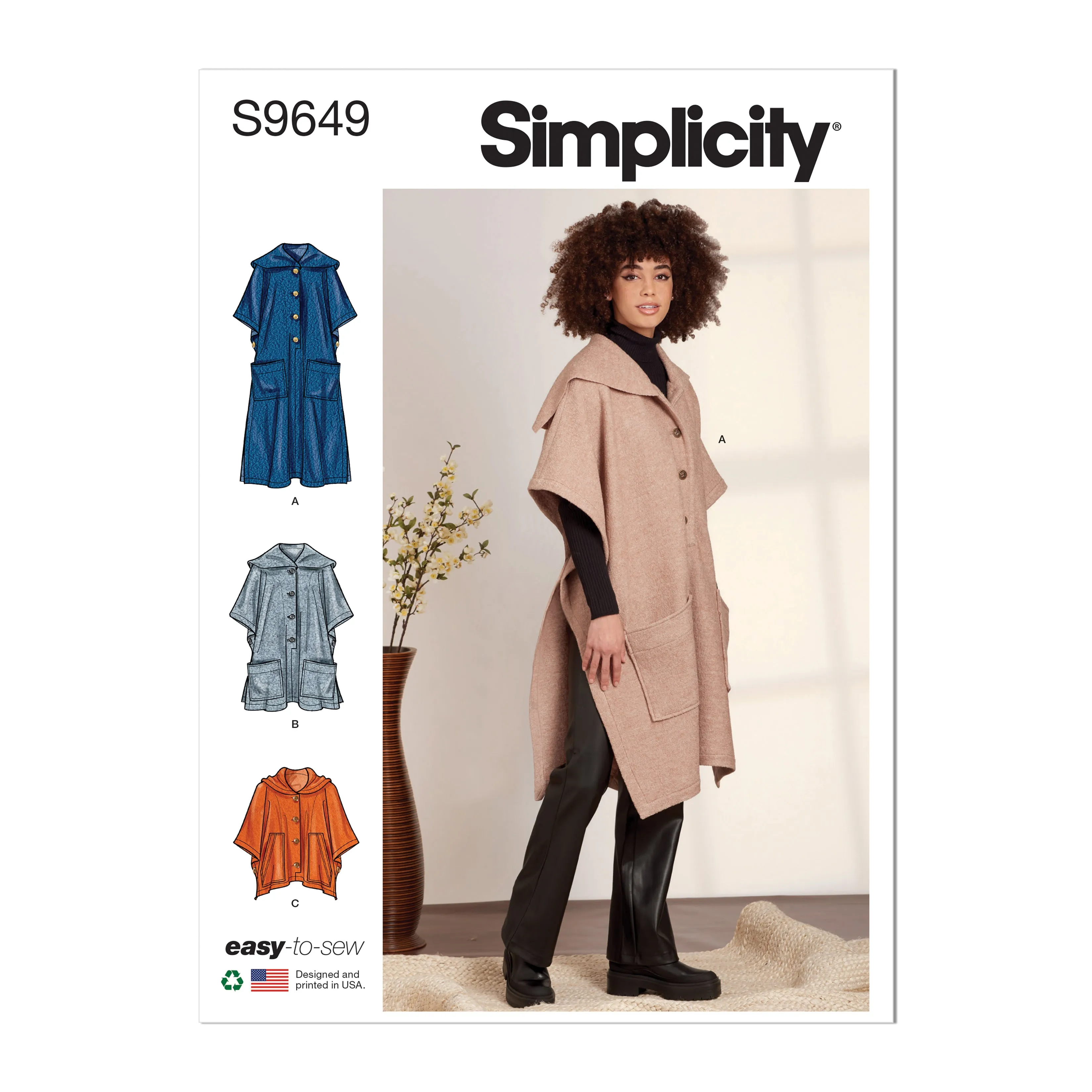 Simplicity Pattern S9649A Misses' Ponchos