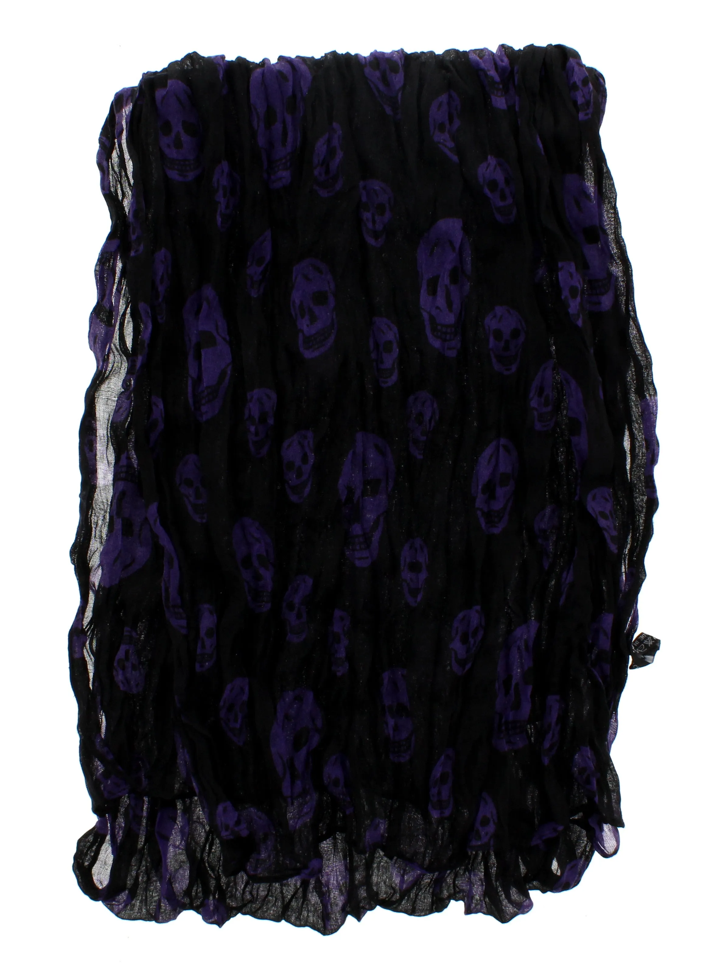 Skinny Wrinkled Skull Print Scarf