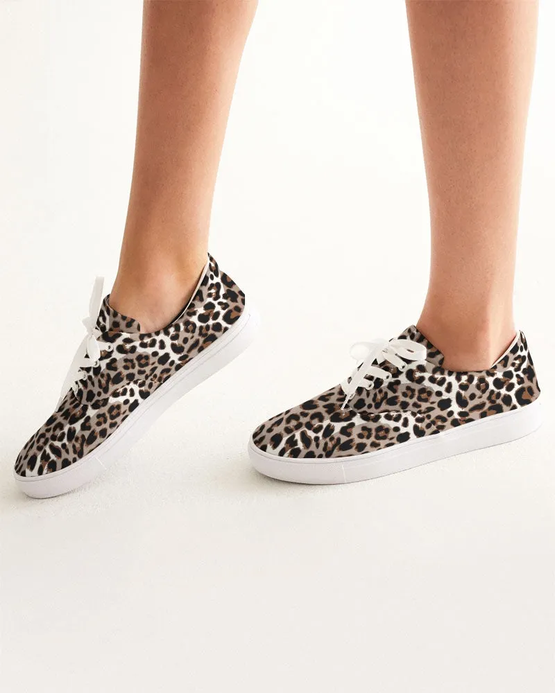 SMF Leopard Print Feminine Lace Up Canvas Shoe