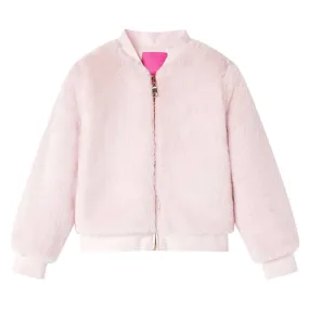 Soft Pink Kids' Faux Fur Jacket - Warm & Cozy, Ideal for Ages 9-10, Size 140