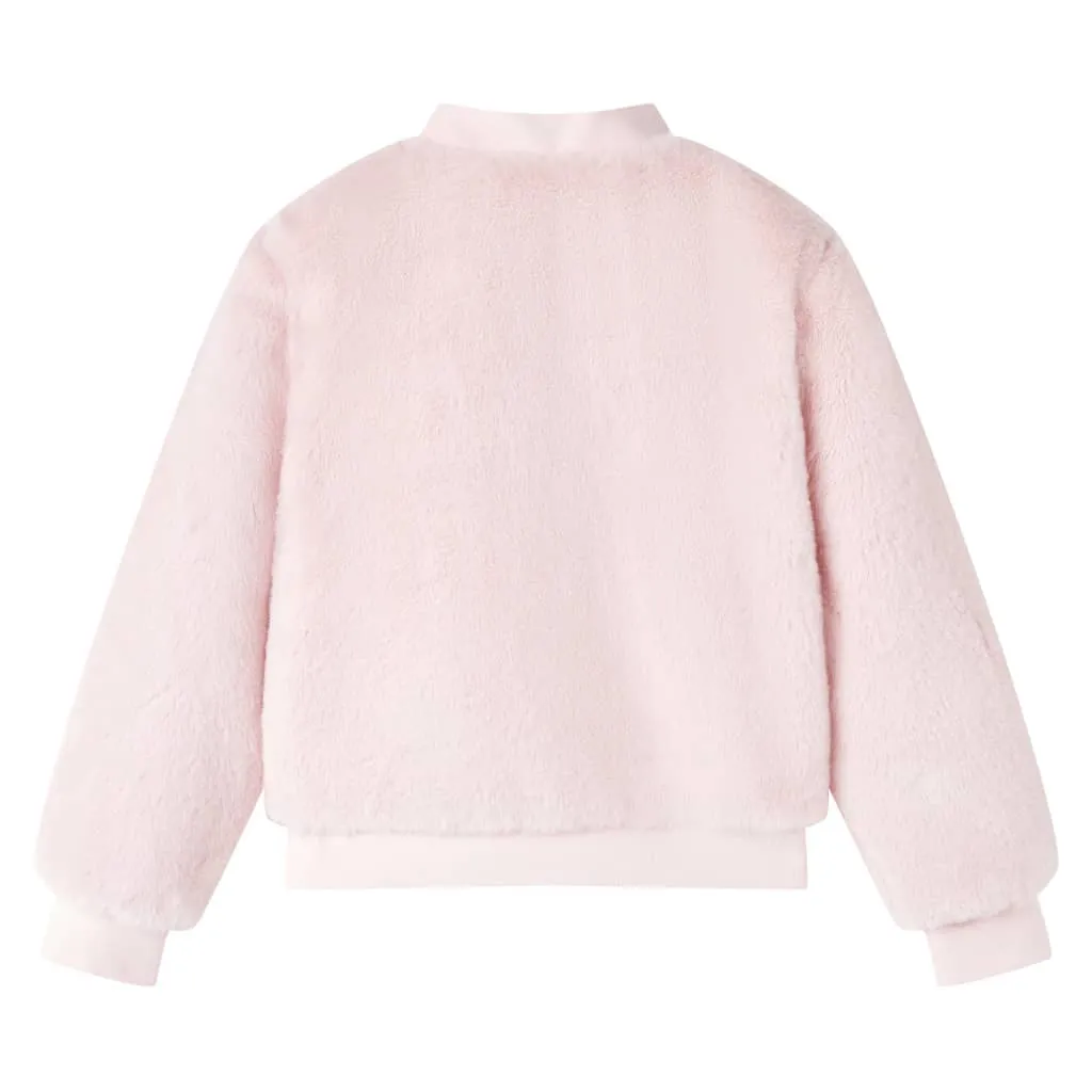 Soft Pink Kids' Faux Fur Jacket - Warm & Cozy, Ideal for Ages 9-10, Size 140