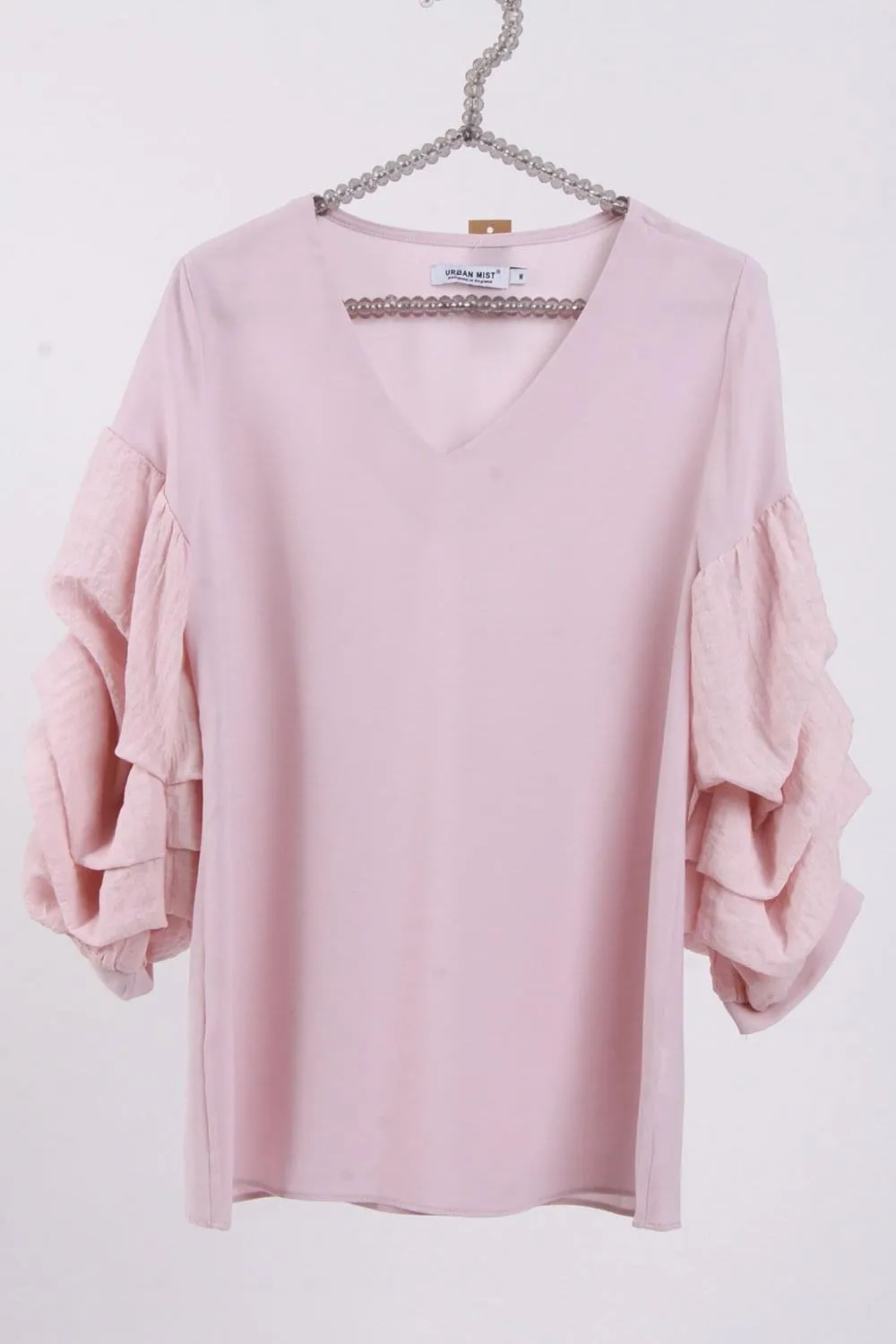 Soft Pleat Tuck Puffer Sleeve Floaty Top